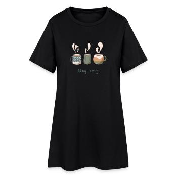 Cozy hot drinks - Frauen T-Shirt-Kleid - Schwarz - Vorne