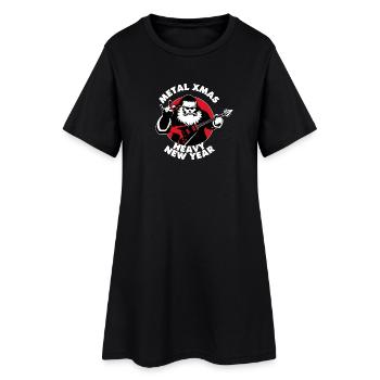 Heavy Metal Santa Claus & Happy New Year - Women’s T-Shirt Dress - black - Front