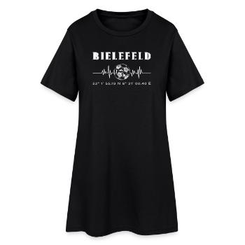 Koordinaten Bielefeld - Frauen T-Shirt-Kleid - Schwarz - Vorne