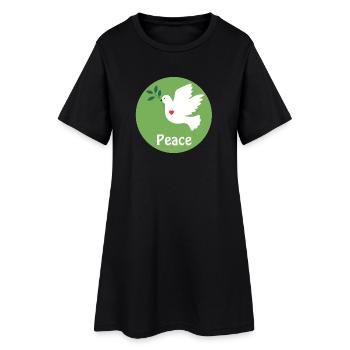 colombe de la paix et coeur - Robe T-shirt Femme - noir - Devant