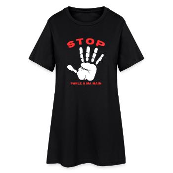 Stop Parle à ma main- Design de main drôle - Robe T-shirt Femme - noir - Devant