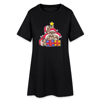 Faultier Faultiere Weihnachtsbaum Weihnachten - Frauen T-Shirt-Kleid - Schwarz - Vorne