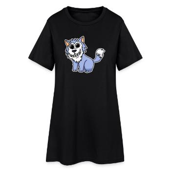 Loup - Robe T-shirt Femme - noir - Devant