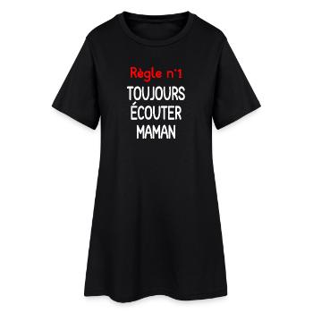 Zitat Mama immer zuhören - Frauen T-Shirt-Kleid - Schwarz - Vorne