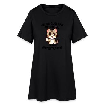 Chat coquin doigt levé - Robe T-shirt Femme - noir - Devant