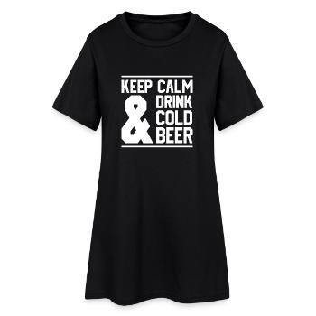 Gardez votre calme et buvez de la bière fraîche - Robe T-shirt Femme - noir - Devant