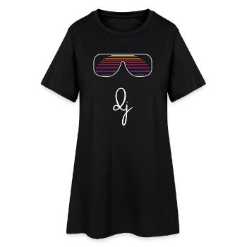 DJ Retro Electro Club Party Music Shirt - Frauen T-Shirt-Kleid - Schwarz - Vorne