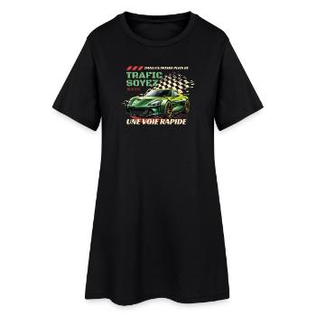 Voie Rapide Verte: Voiture Flamboyante - Robe T-shirt Femme - noir - Devant