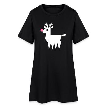 Renne Rudolf L blanc avec nez rose fluo - Robe T-shirt Femme - noir - Devant