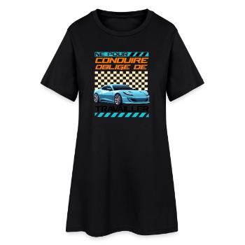 Voiture sportive néon rétro racing - Robe T-shirt Femme - noir - Devant