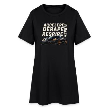 Voiture sport et lettres dynamiques - Robe T-shirt Femme - noir - Devant