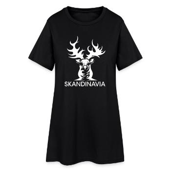 Scandinavie Suède Norvège Rennes Orignal Cerf - Robe T-shirt Femme - noir - Devant