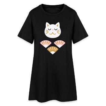 Chat japonais avec éventails L blanc - Robe T-shirt Femme - noir - Devant