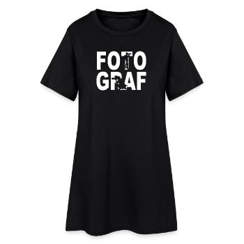 Fotograf - Frauen T-Shirt-Kleid - Schwarz - Vorne