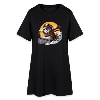 Pilote de bouledogue - Robe T-shirt Femme - noir - Devant