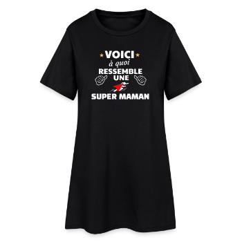 Humour maman super héroïne insoumise - Robe T-shirt Femme - noir - Devant