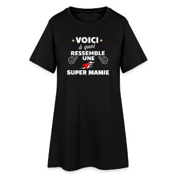 Hommage à la Super Mamie Humoristique - Robe T-shirt Femme - noir - Devant