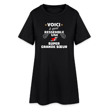 Humour Fraternel Super Grande Soeur - Robe T-shirt Femme - noir - Devant