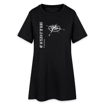 Koordinaten Passau - Frauen T-Shirt-Kleid - Schwarz - Vorne