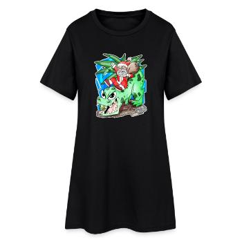 Père Noël sur Dino - Robe T-shirt Femme - noir - Devant