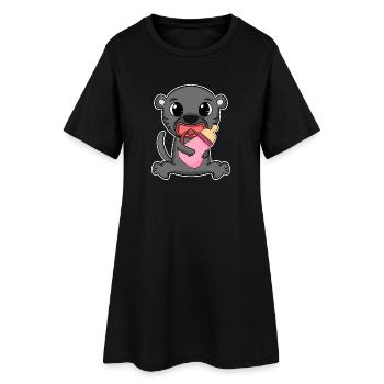 Motif panthère noire bébé - Robe T-shirt Femme - noir - Devant
