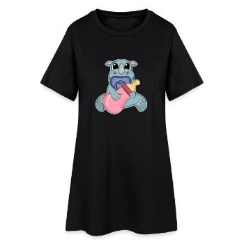 Motif de bébé rhinocéros - Robe T-shirt Femme - noir - Devant