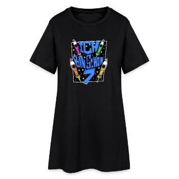 7 Geburtstag Junge Astronaut Rakete - sieben Jahre - Frauen T-Shirt-Kleid - Schwarz - Vorne