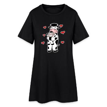 Famille de vaches - Vache avec bébé - Motif de vache - Robe T-shirt Femme - noir - Devant
