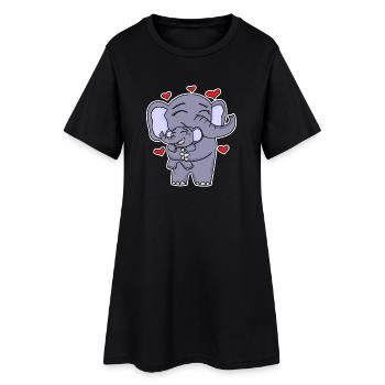 Famille d’éléphants - Éléphant avec bébé - Éléphant - Robe T-shirt Femme - noir - Devant