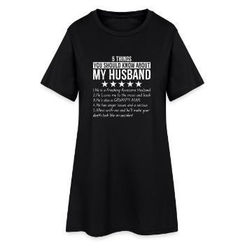 5 choses que vous devez savoir sur mon mari - Robe T-shirt Femme - noir - Devant