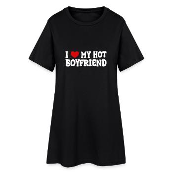 J’aime mon petit ami chaud - Robe T-shirt Femme - noir - Devant