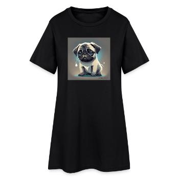 Carlin amoureux les larmes aux yeux - Robe T-shirt Femme - noir - Devant