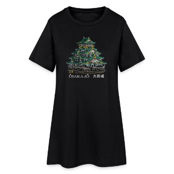 Château d’Osaka-jo, Dessin, Dessin à la main, Japon - Robe T-shirt Femme - noir - Devant