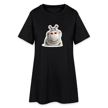 Chemise drôle d’hippopotame drôle d’animal souriant - Robe T-shirt Femme - noir - Devant