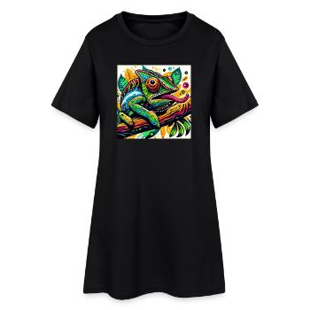Caméléon - Robe T-shirt Femme - noir - Devant