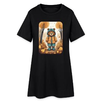 Cute bear with raincoat - Women’s T-Shirt Dress - black - Front