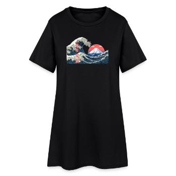 T Shirt Vague kanagawa hokusai mont fuji japan - Robe T-shirt Femme - noir - Devant
