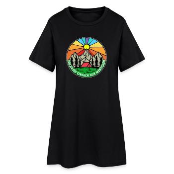 Montagnes, randonneurs, camping, nature, camping, camping - Robe T-shirt Femme - noir - Devant
