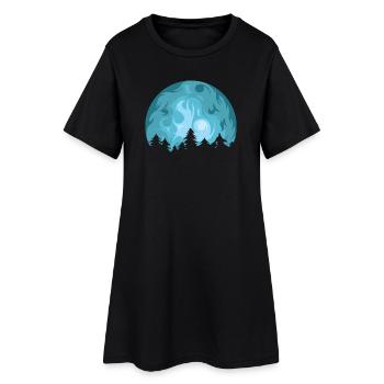 moon, forest, tranquility, relaxation, hiking, nature, symbol - Women’s T-Shirt Dress - black - Front
