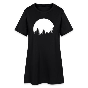 Moon, Forest, Trees, Nature, Shadow, Evening, Tranquility Symbol - Women’s T-Shirt Dress - black - Front