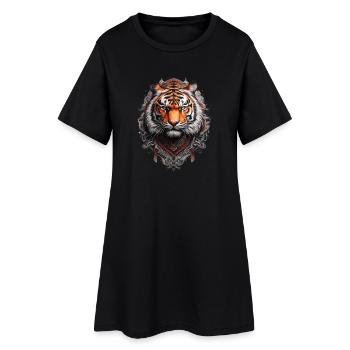 Tête de tigre du Bengale style tatouage Viking - Robe T-shirt Femme - noir - Devant