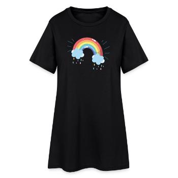 Pastel Rainbow Raincloud Arc - Women’s T-Shirt Dress - black - Front