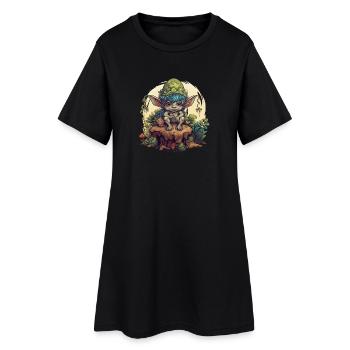 Chemise fantastique Forêt Tronc de Lutin Champignon - Robe T-shirt Femme - noir - Devant
