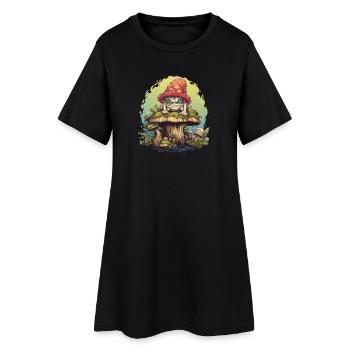 Créature champignon coquine sur un t-shirt fantasme forêt de champignons - Robe T-shirt Femme - noir - Devant