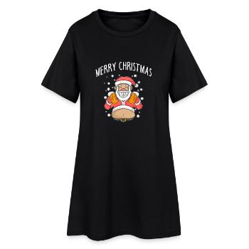 Weihnachtsmann Weihnachten Bier - Frauen T-Shirt-Kleid - Schwarz - Vorne