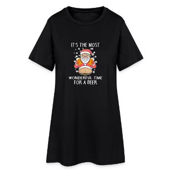 Santa Claus Christmas Beer Saying Funny - Women’s T-Shirt Dress - black - Front