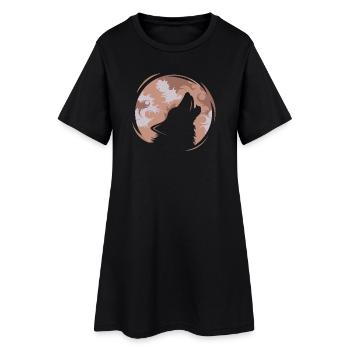 Wolf Illustration Symbol Logo Mond Abend icon - Frauen T-Shirt-Kleid - Schwarz - Vorne
