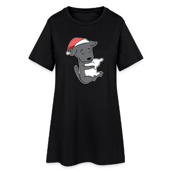 Lévrier italien chien Animal Noël - Robe T-shirt Femme - noir - Devant
