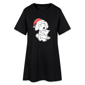 Caniche Chien Animal Noël - Robe T-shirt Femme - noir - Devant