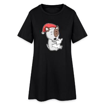 Bull Terrier Chien Animal Noël - Robe T-shirt Femme - noir - Devant